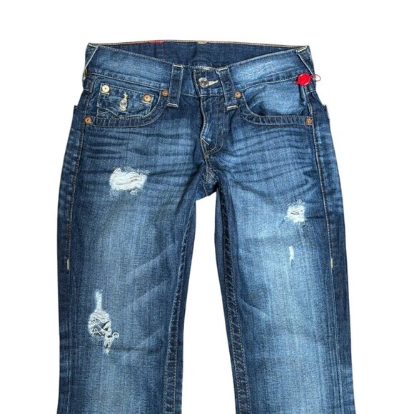 VTG.‎ TRUE RELIGION DARK WASH BOOTCUT DISTRESSED JEANS SZ. 27" NWOT - Picture 3 of 6